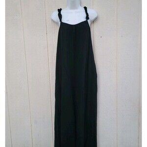 Kirundo Linen Blend Blk Wide Leg Jumpsuit  Sz L Boho Festival Beachy Resort Wear